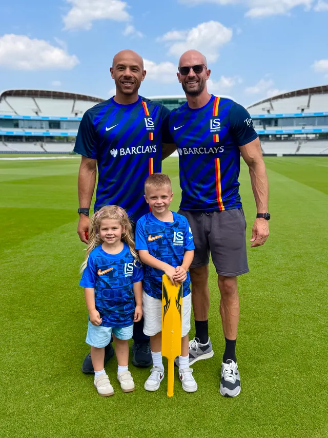 Daniel and the children on a day out at the cricket