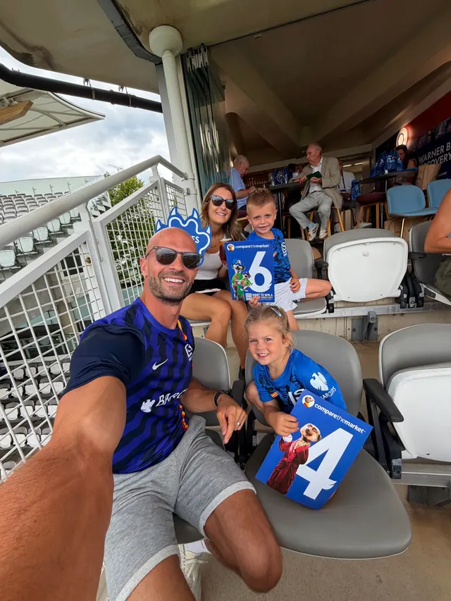 Daniel and the children in the stands